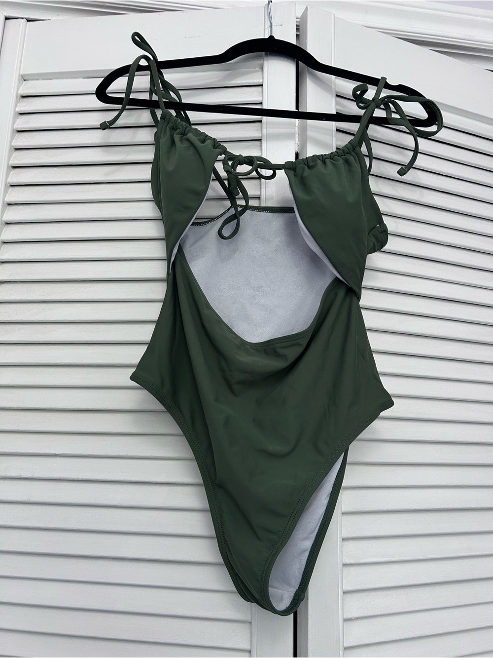 SHEIN Olive Green Cutout One-Piece Swimsuit